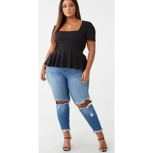 NWT Forever 21 Plus size Ribbed Flounce Top